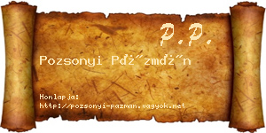 Pozsonyi Pázmán névjegykártya